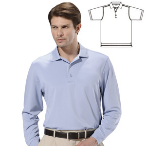 Monterey Club Microfiber Solid matching knit collar Long Sleeve Polo Shirt
